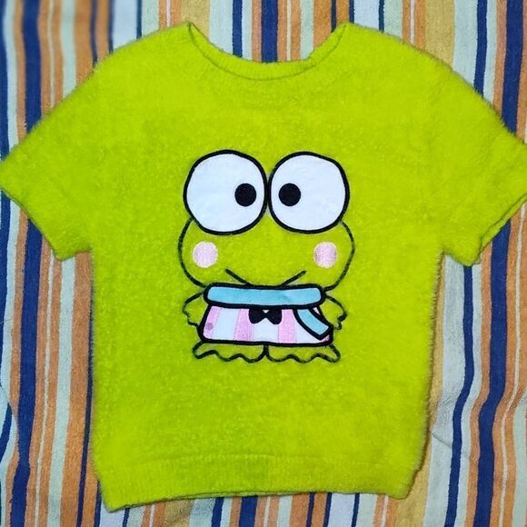 Forever 21 Hello Kitty & Friends Keroppi Fuzzy T-Shirt Small - Picture 1 of 16